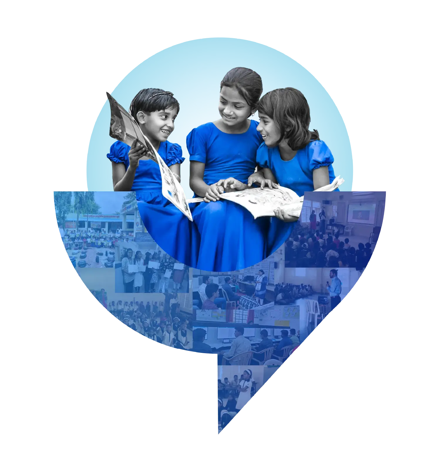 Girls reading books together, promoting education and learning